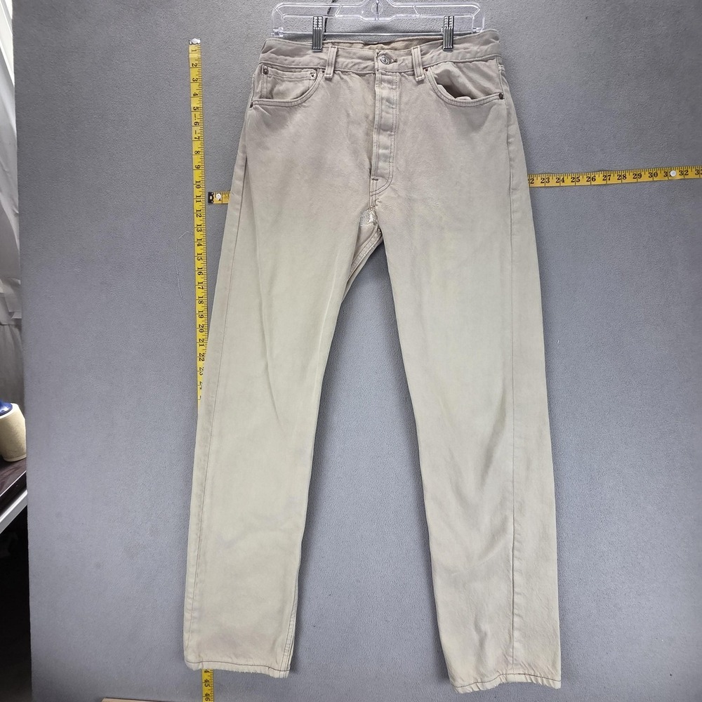 Vintage Levis 501 Jeans Mens Beige Button Fly Made in USA Fits 30x32